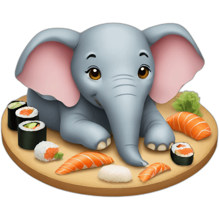 Elephant eating sushi emoji