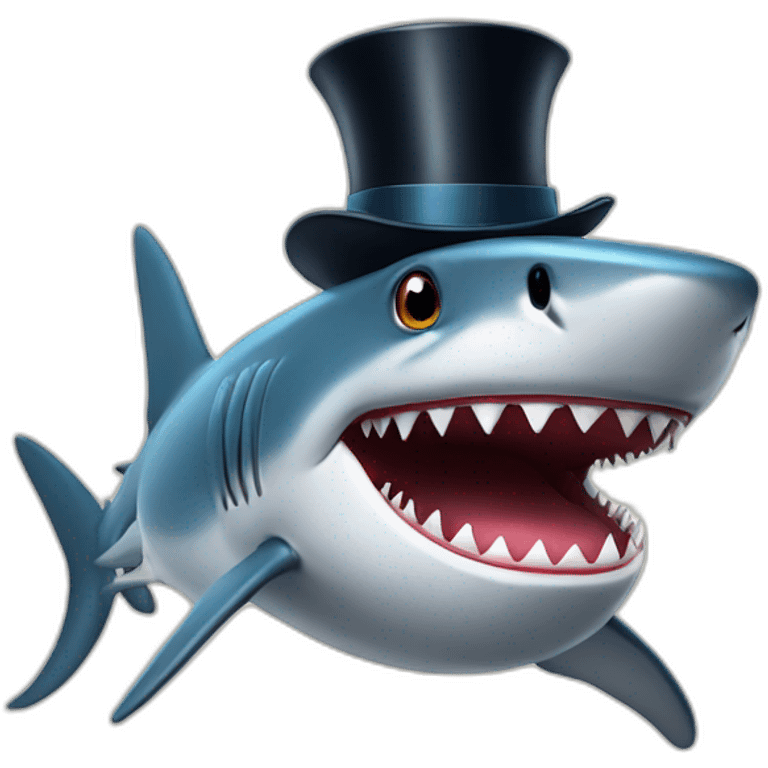 Shark with a top hat emoji