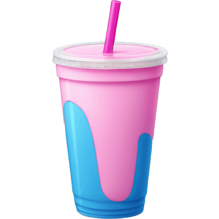 A blue shake with pink straw  emoji