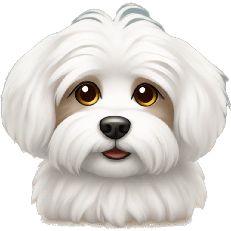 Fluffy maltese with brown ears  emoji