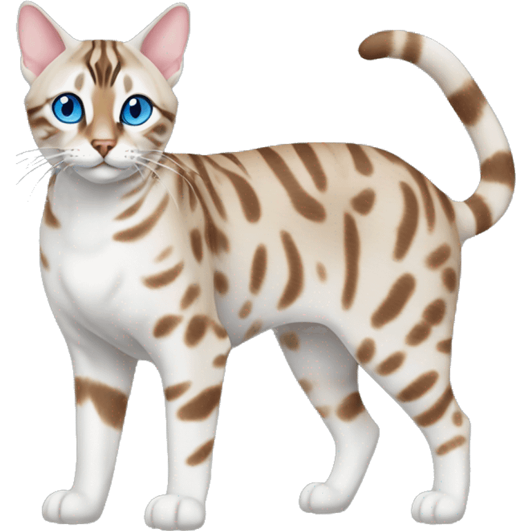 Snow minx bengal cat full body blue eyes emoji