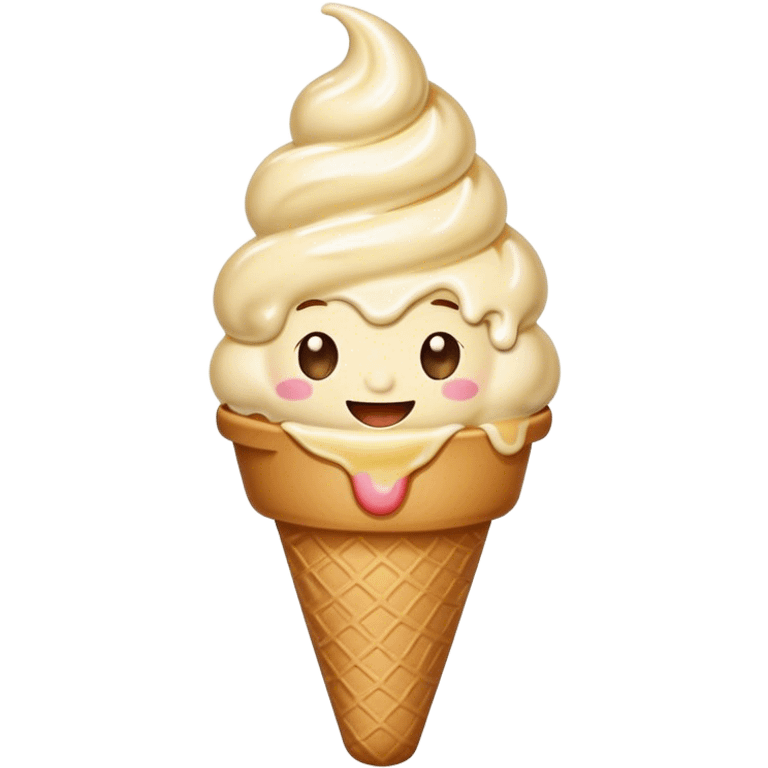 A smile face that is eating ice cream emoji