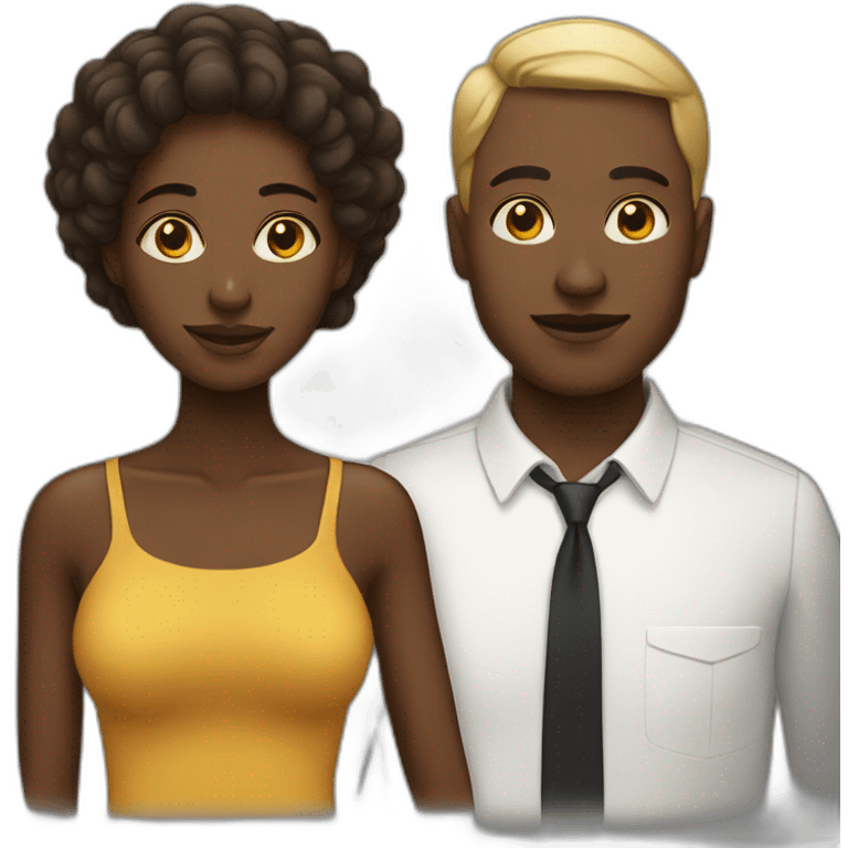 Black woman whit white man emoji