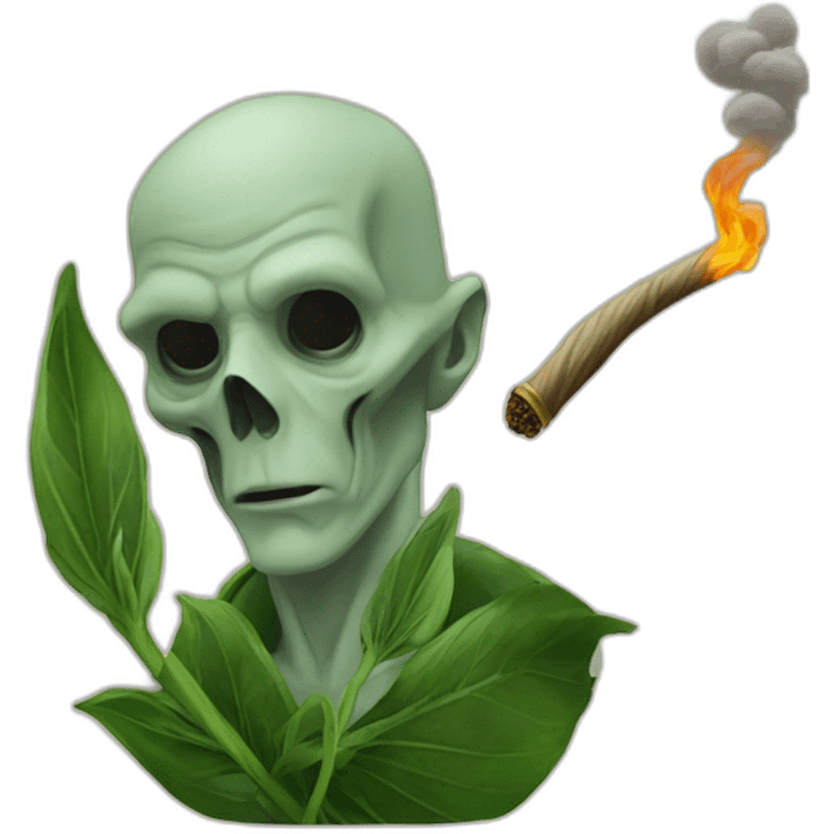 Lord Voldemort smoking herbs with his wand emoji