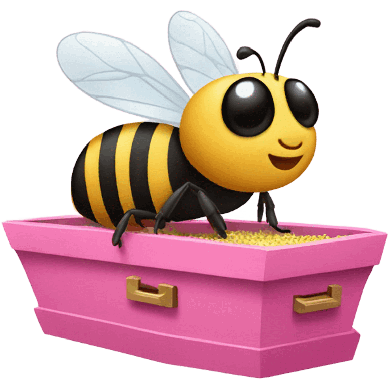 Bee in a pink coffin going to heaven  emoji