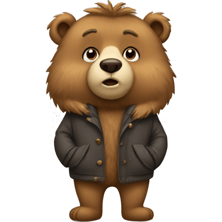 Bear with coat emoji