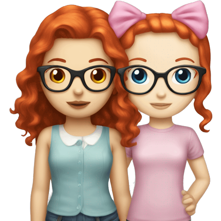 hello kitty and redhead girl with glasses  emoji