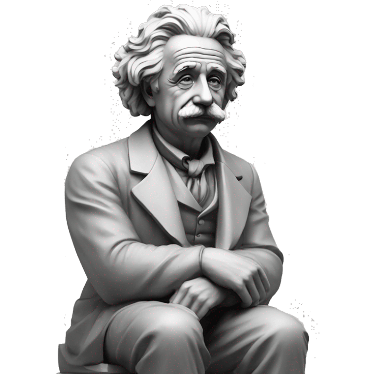 sitting philosopher-statue as albert einstein thinking emoji