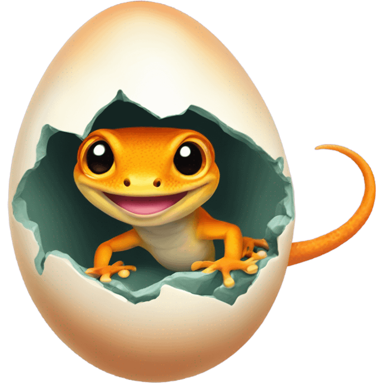 Orange gecko emerges from egg emoji