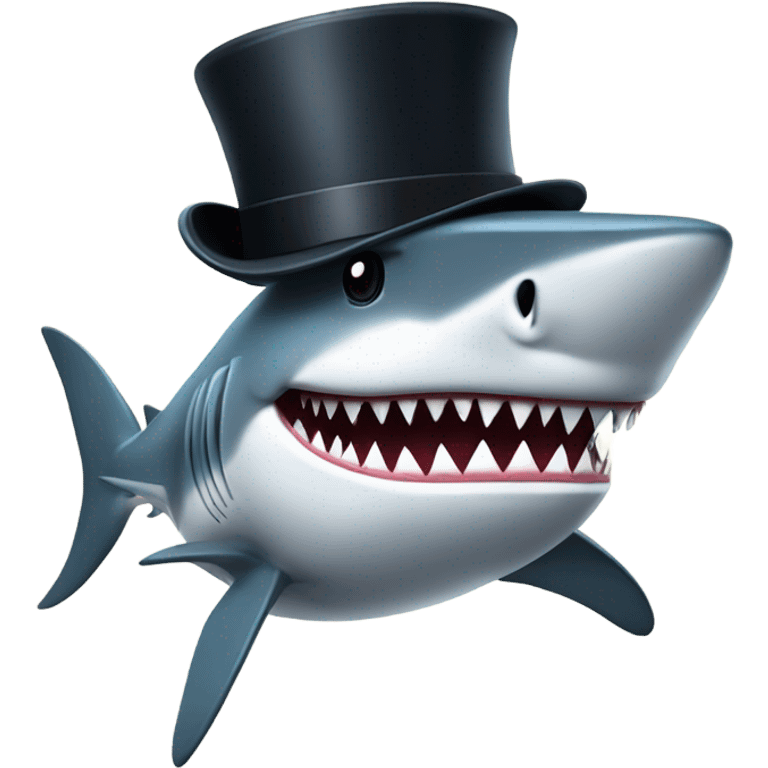 Shark with a top hat emoji