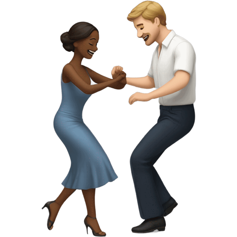 Spanish woman and white man learning to dance emoji