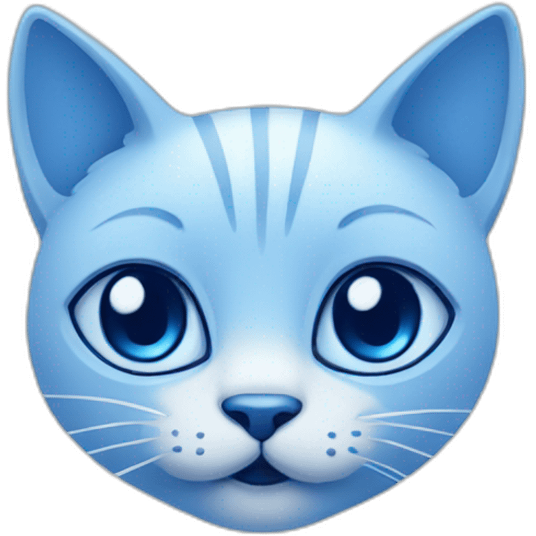 Blue simplistic sketch of a cute cat face emoji