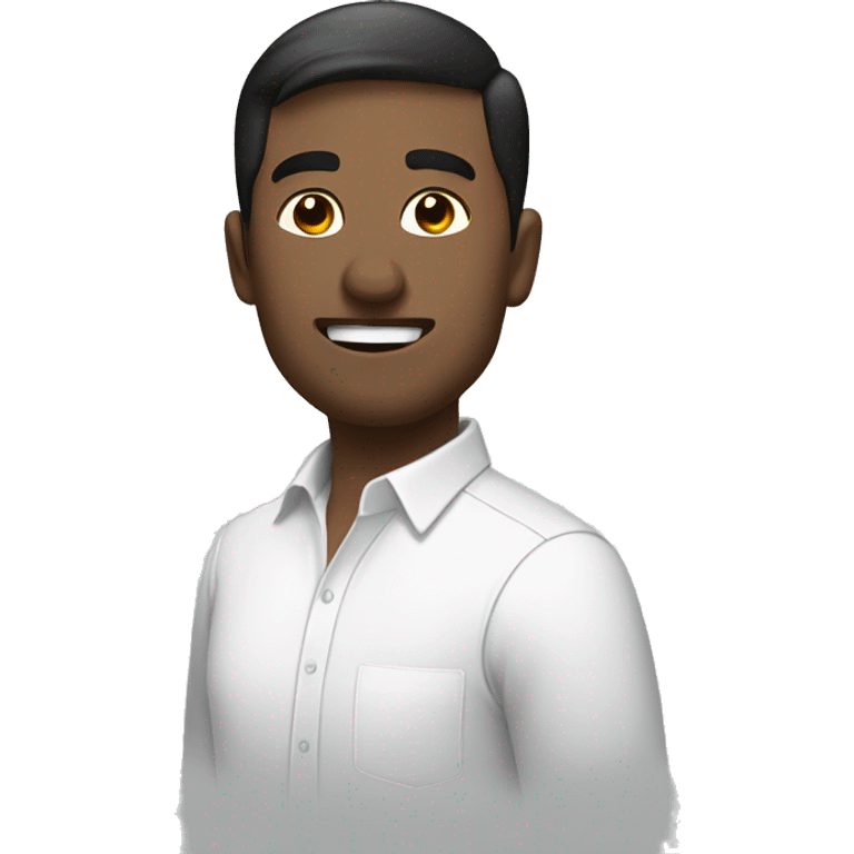 office guy, black short hair, white shirt, loughing emoji