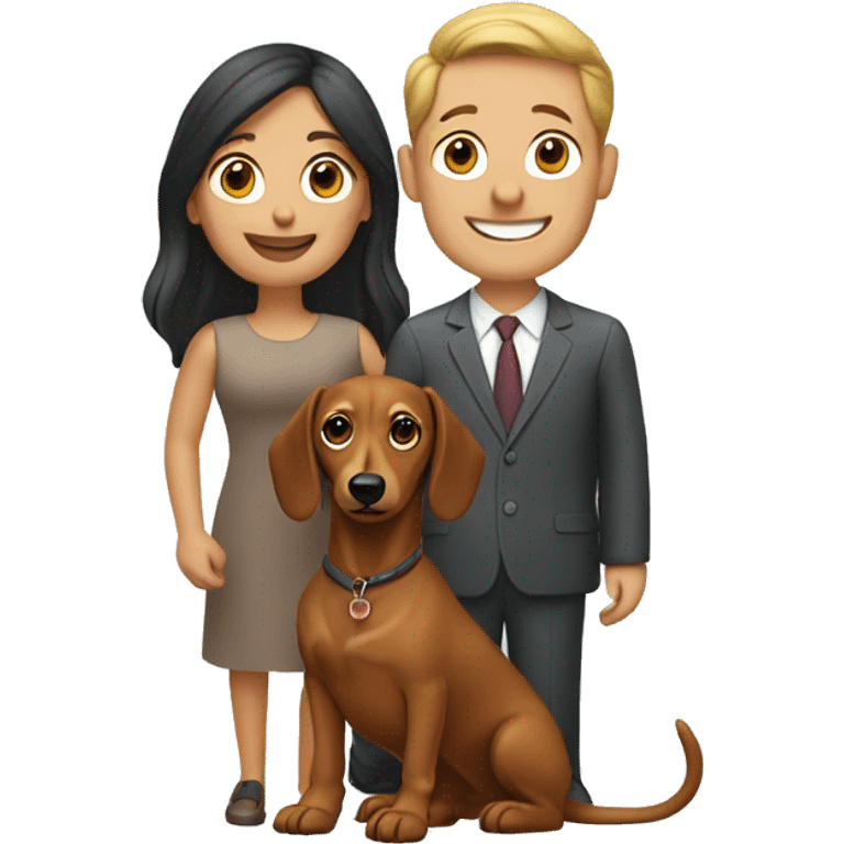 Couple with 2 dachshunds dogs emoji