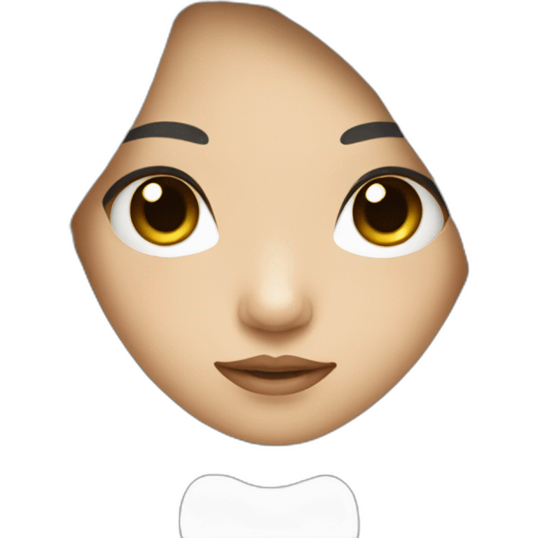 asian girl with black and long hair, black eyes. emoji