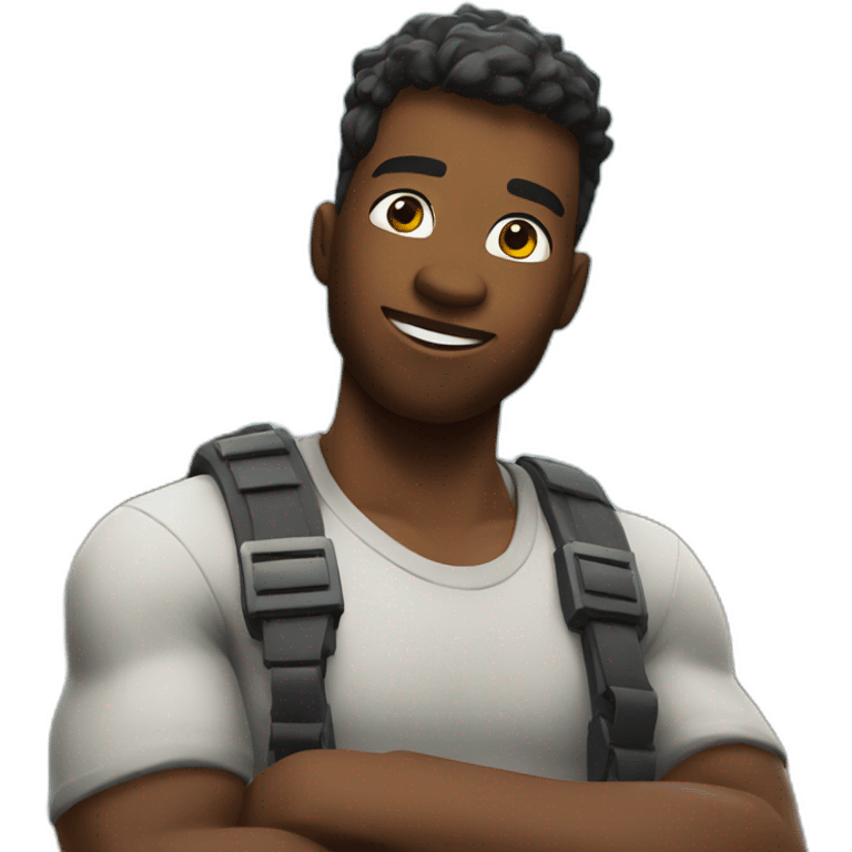 A black Guy playing Fortnite emoji