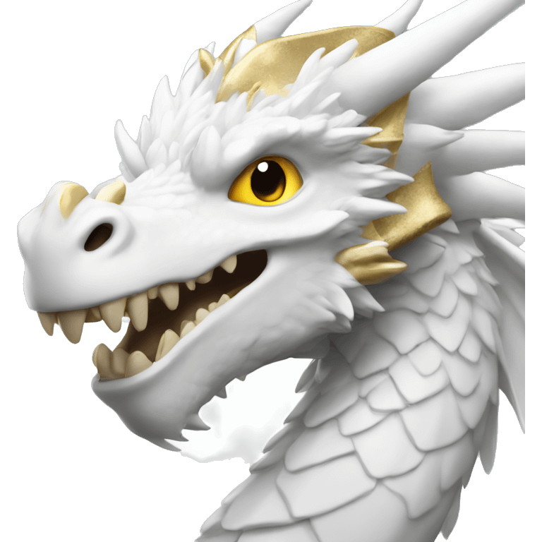 White Dragon with white feathers and gold eyes emoji