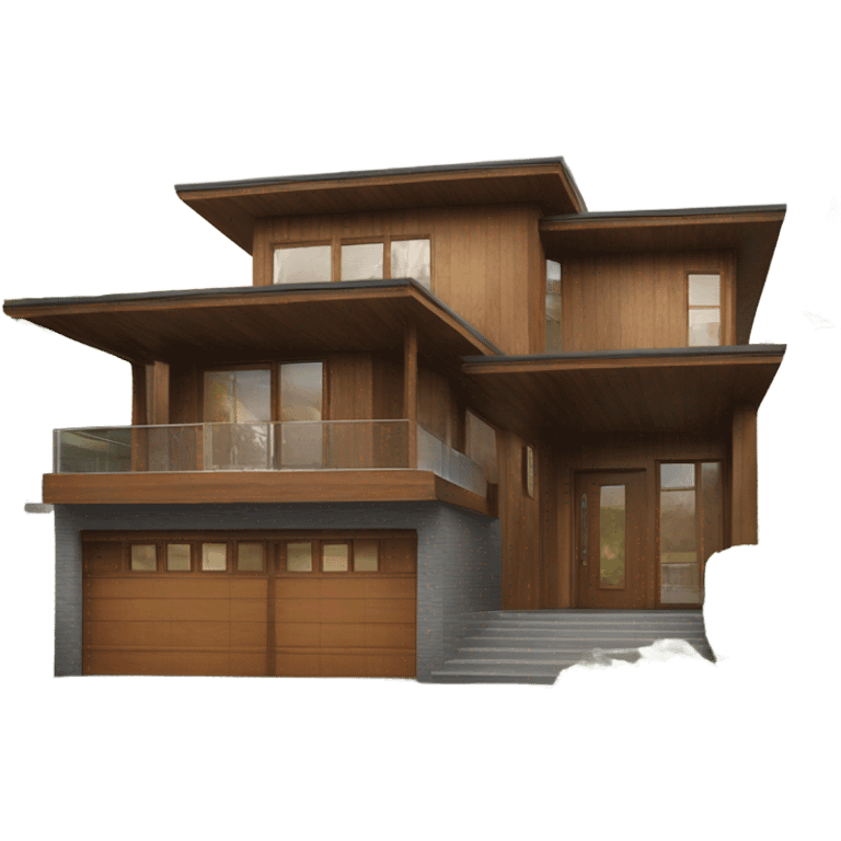 Unique Front facing modern house with wood features emoji