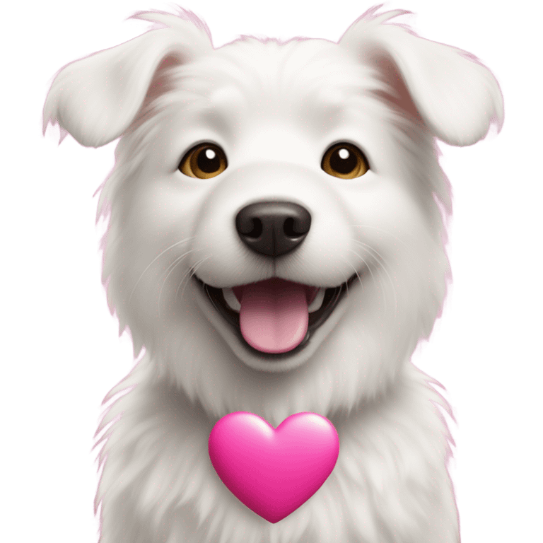 White dog pink heart emoji