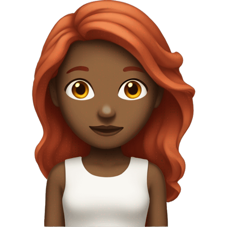 Brown skinned girl with red hair emoji