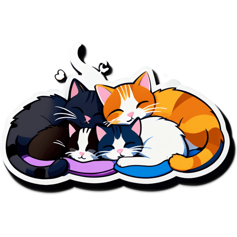 Cats is sleeping side by side 5 different cats emoji