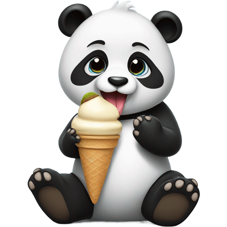 Panda eating ice cream emoji