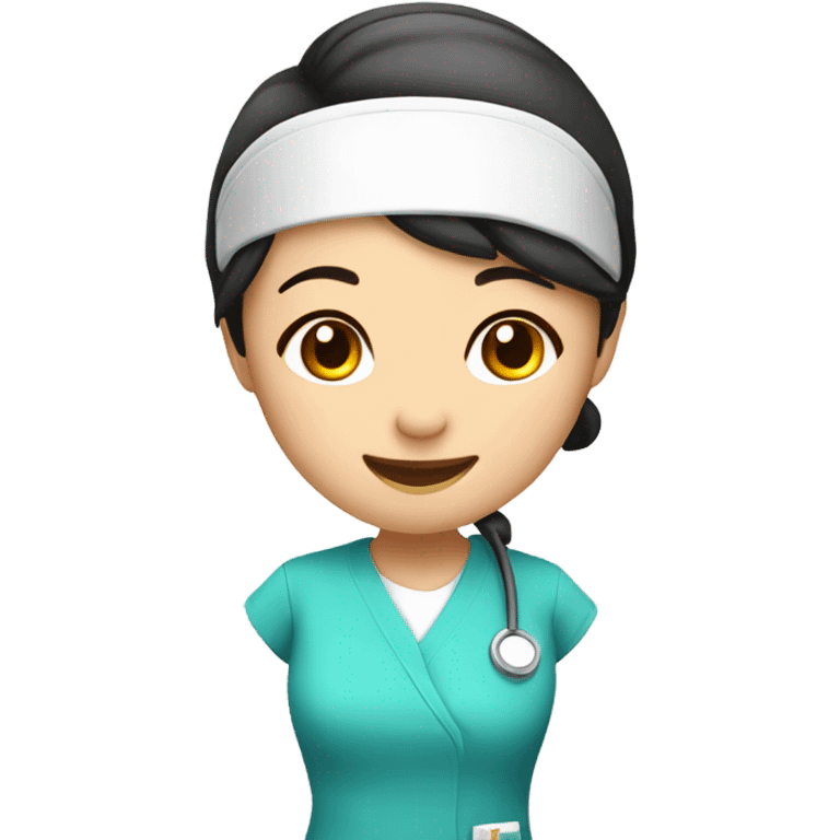 cute Asian nurse with smile, without hat emoji