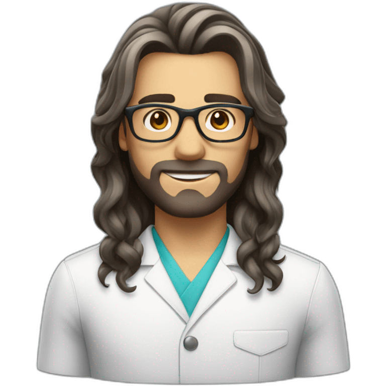 Handsome hairdresser with medium long hair and glasses emoji