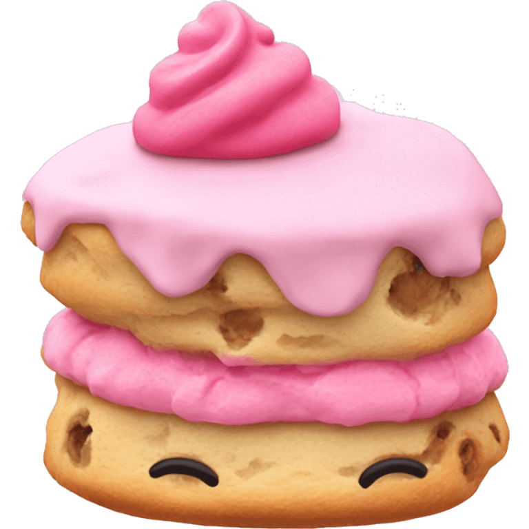 One scone with pink frosting  emoji