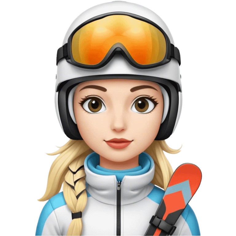 Skiing girly Flamingo with ski helmet, ski goggles , ski and ski boots emoji