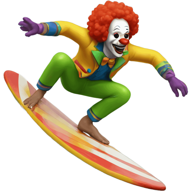 Clown surfing emoji