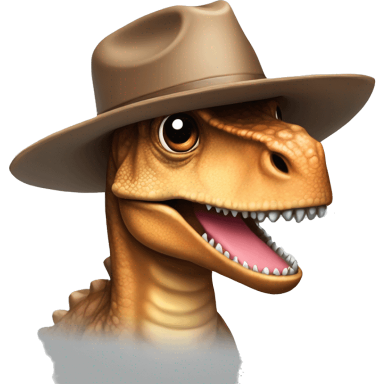 Dinosaur wearing AlphaSights branded cowboy hat emoji