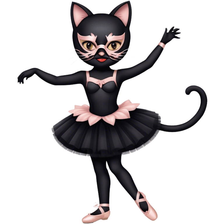 Schwarze katze mit ballettschuhen und Maske  emoji