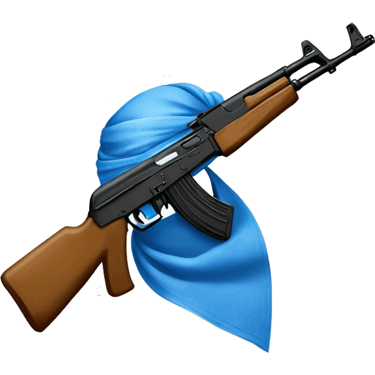 ak47 with blue bandana tied onto it emoji