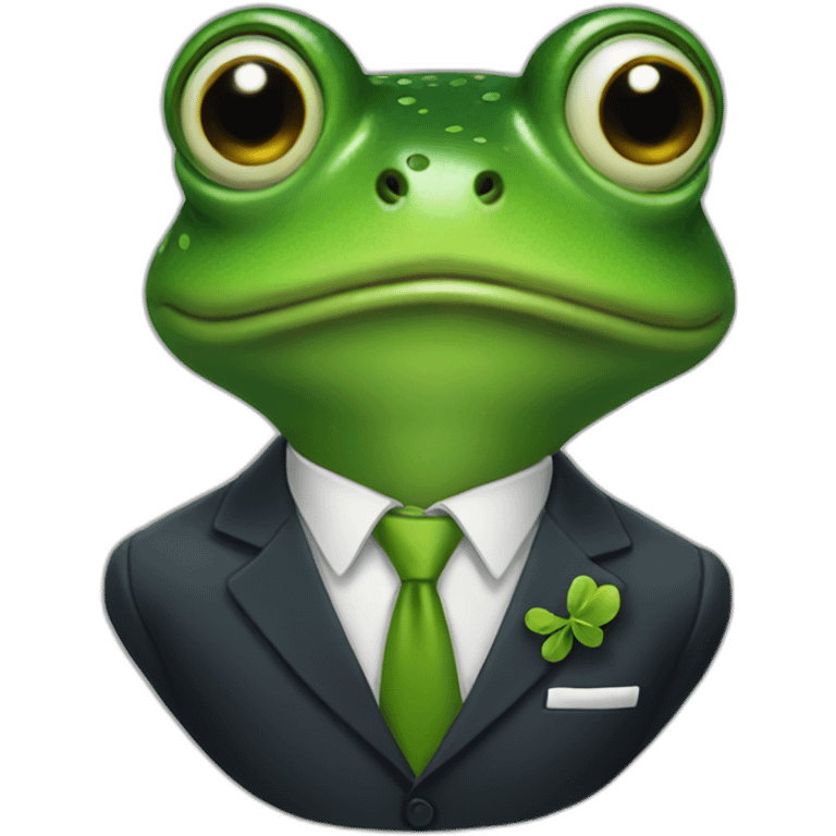 Frog wearing a suit emoji