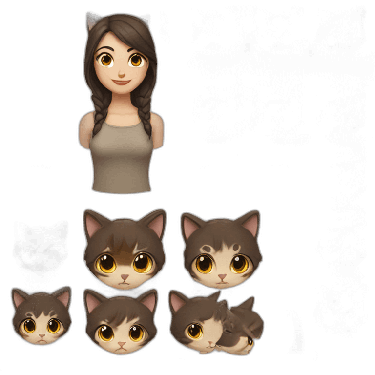 Cat girl (Caucasian with dark brown hair) emoji