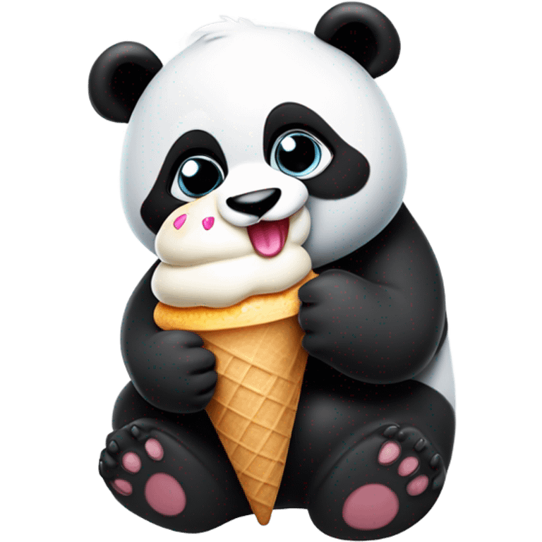 Panda eating ice cream emoji