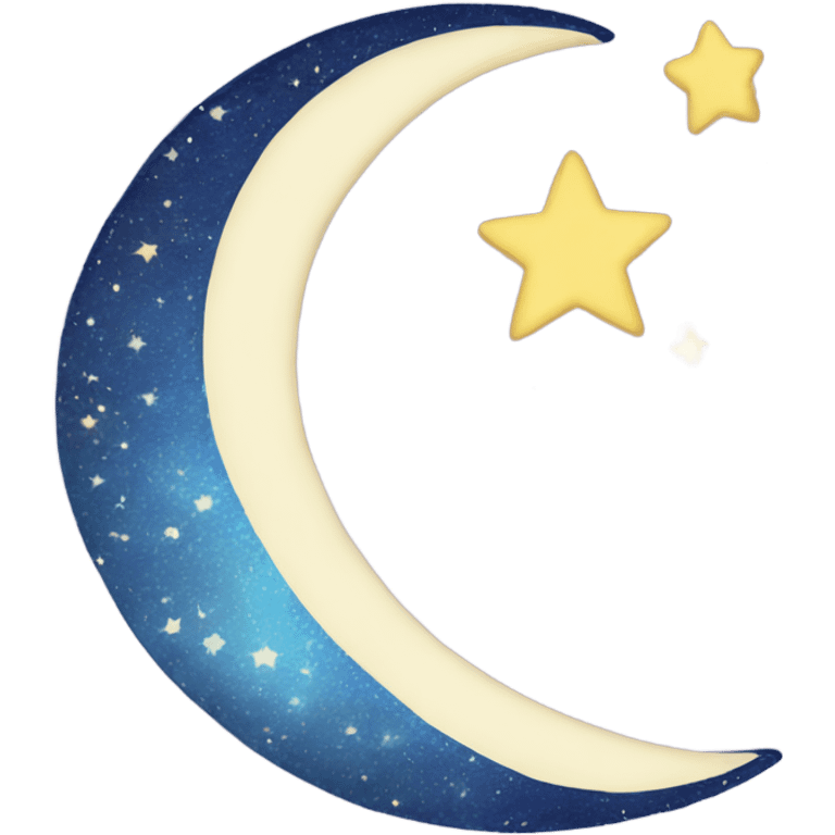 Crescent moon with sparkles and stars  emoji