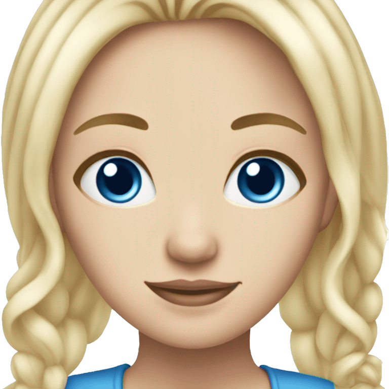 Blonde white girl with blue eyes and blue on ends of the hair emoji