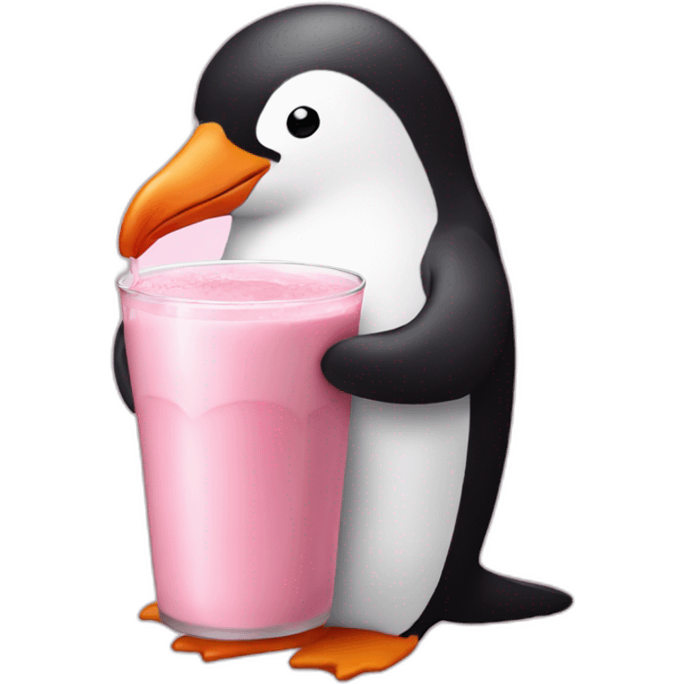 pink penguin drinking chocolate milk emoji