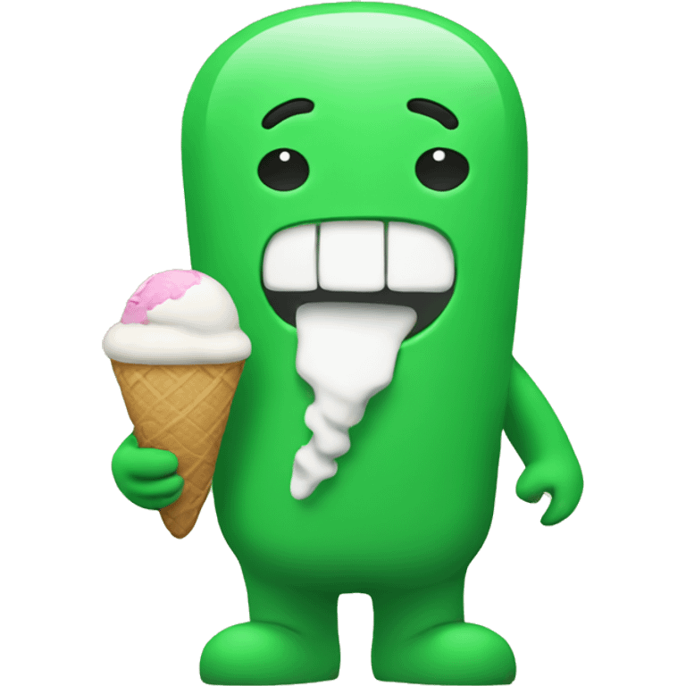 A green figure with icecream emoji