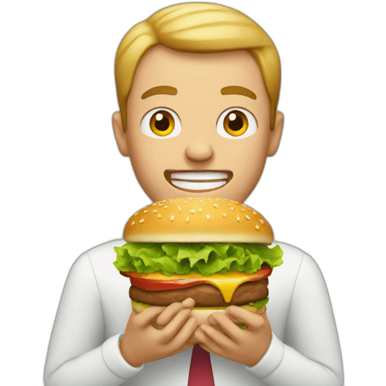 Man eating a hamburger emoji