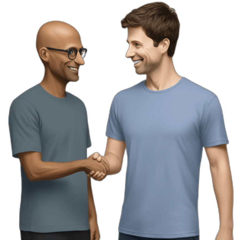 sadja nadella giving bro hanshake to sam altman openai emoji