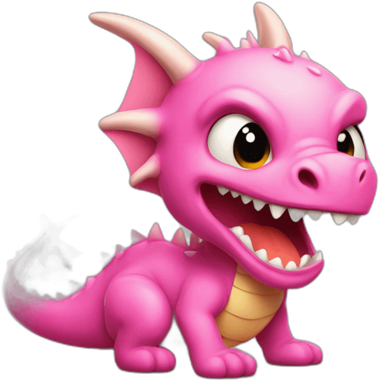 Cute pink little dragon, getting angry emoji