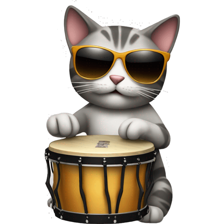 Cat with sunglasses playing bongos emoji