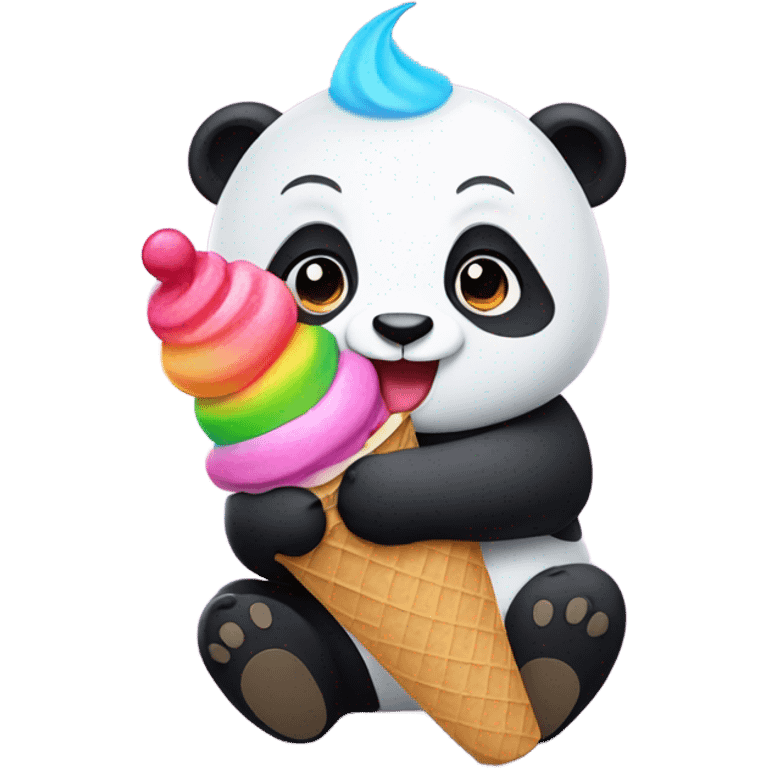 Panda eating ice cream emoji