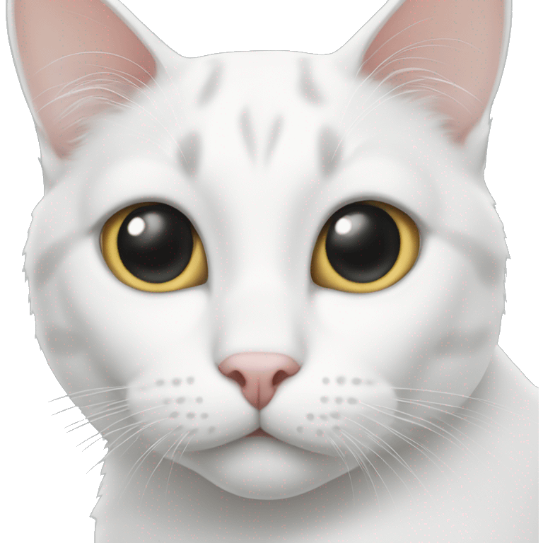 White cat with gray spot on ear  emoji