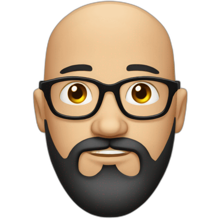 bald headed spanish guy chubby face full black beard and thin round glasses emoji