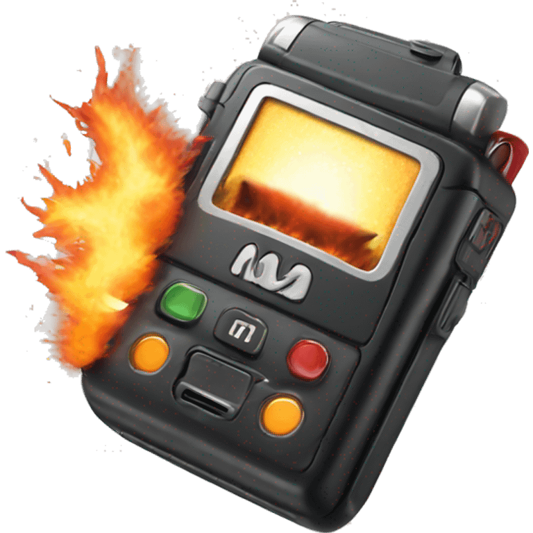 exploding motorola pager with fire and smoke emoji