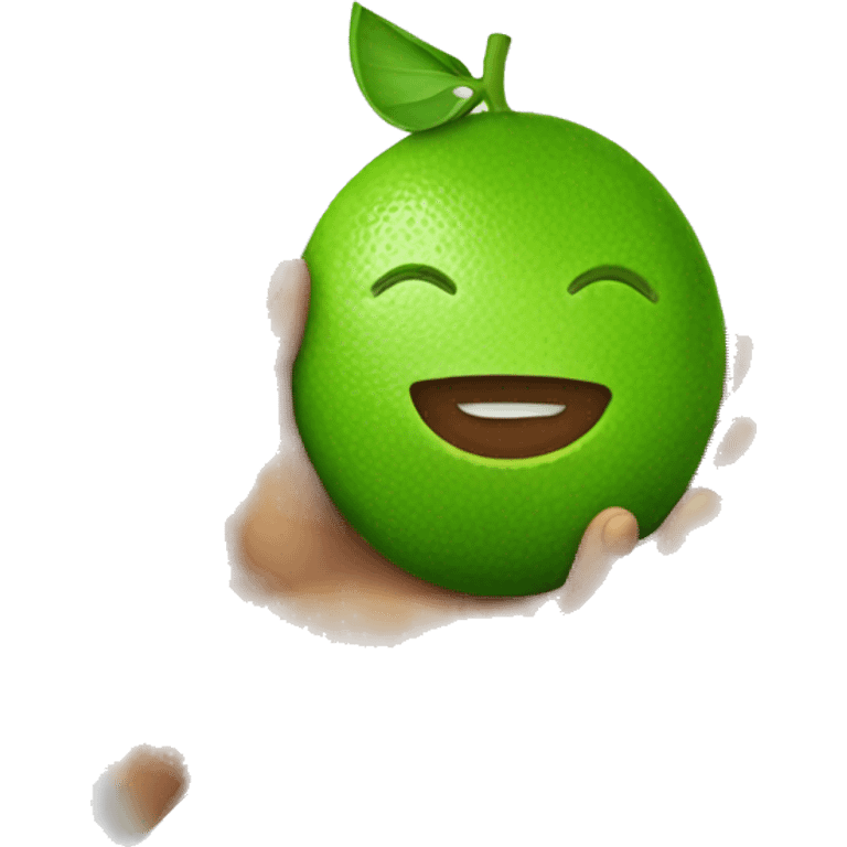 person holding a lime emoji